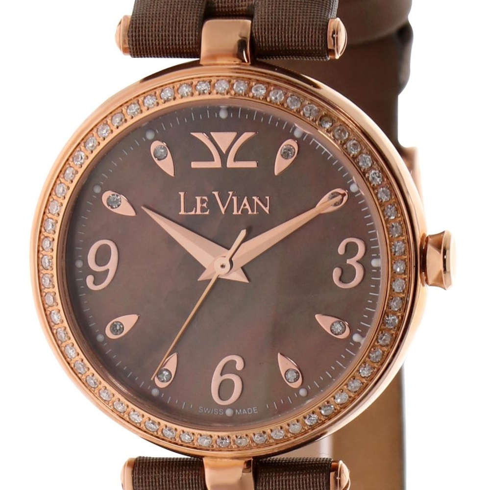 75% OFF!! LeVian Gold, Brown, Leather Strap, Diamonds Women's Watch